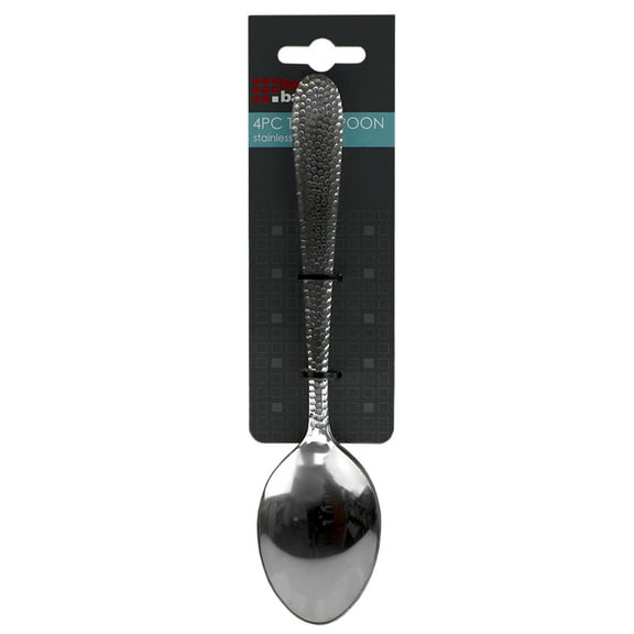 Home Basics Hammered Stainless Steel Dinner Spoons, (Pack of 4), Silver