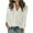 White, variant on Wyobmus Women's 3/4 Length Sleeve Linen Shirts Summer Casual Mock Neck Button Up Casual Tees Tops Solid Color Loose Fit Cute Ruched Basic Flowy T Shirt Gray