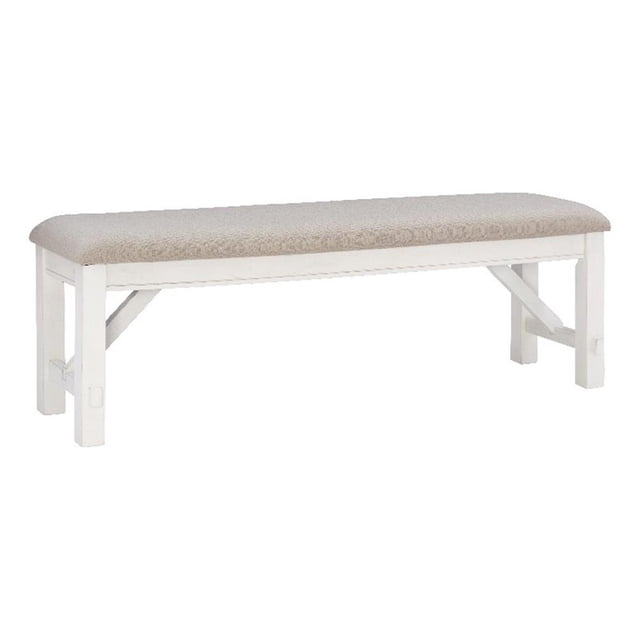 Linon Banc Rembourré Turino Tan en Bois Fini Blanc Fumé