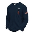 thumbnail image 3 of Havenx Men's 250 Anniversary Usa Shirt Long-Sleeved Waffle T Shirt American Flag Crewneck Tee Casual Vintage Cross Patriotic Jesus Christian Clothing,Navy 2XL, 3 of 4