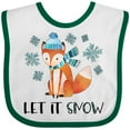thumbnail image 3 of Inktastic Let it Snow Cute Orange Fox in Hat and Scarf Boys or Girls Baby Bib, 3 of 4