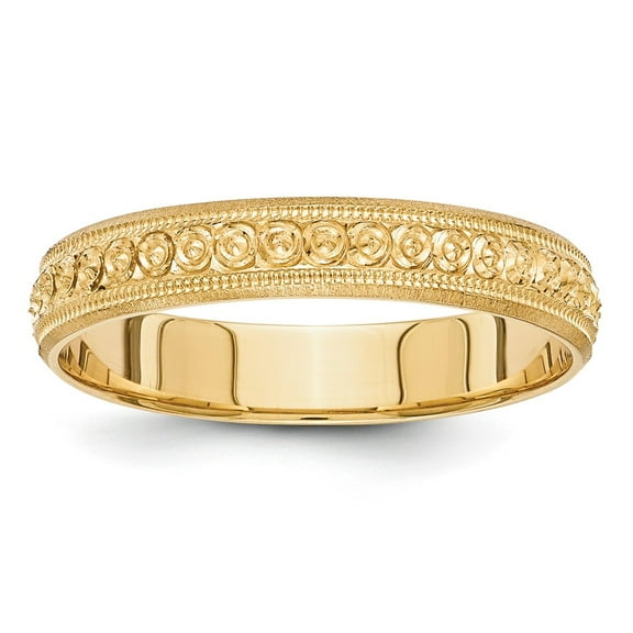 Real 14kt Yellow Gold 3mm Design Etched Wedding Band Size: 6; for Adults and Teens; for Women and Men