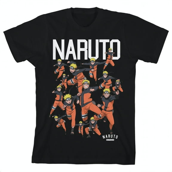 Naruto Character Squad Youth Black Graphic Tee-M