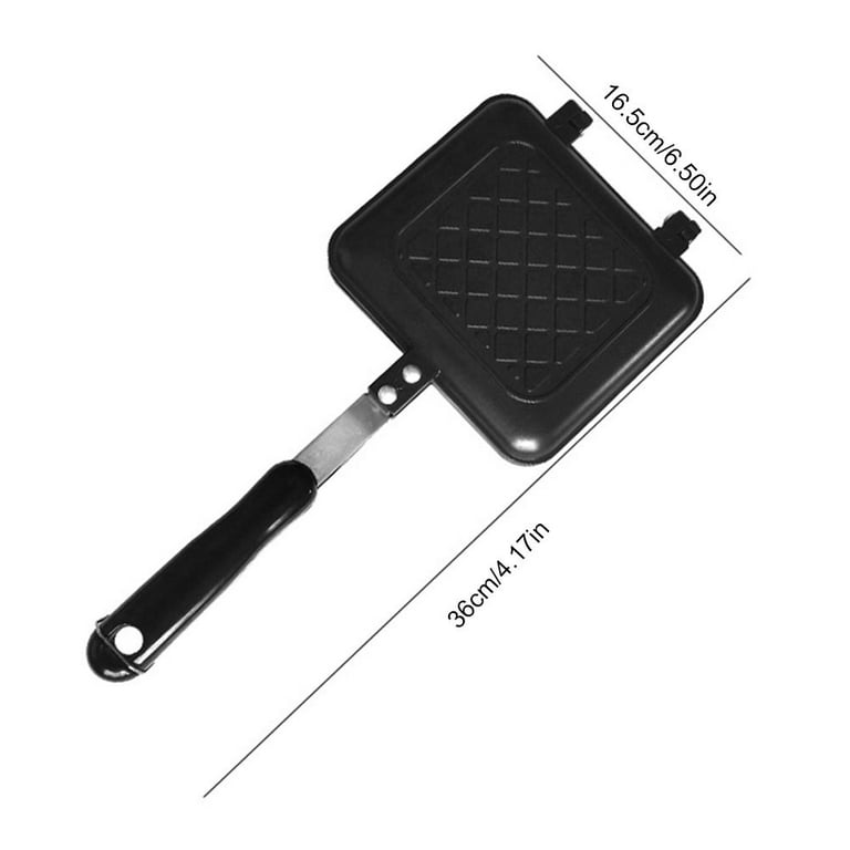 Double-Sided Portable BBQ Grill Pan, Flip Non-Stick Frying Pan Safe Anti-scalding Handle Double Omelette Pan Cookware Stove Square Pan with Original