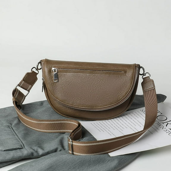 Fashion PU Leather Women Saddle Bag Luxury Shoulder Bags Small Round Handbag Wide straps Crossbody Messenger Bag bolsos