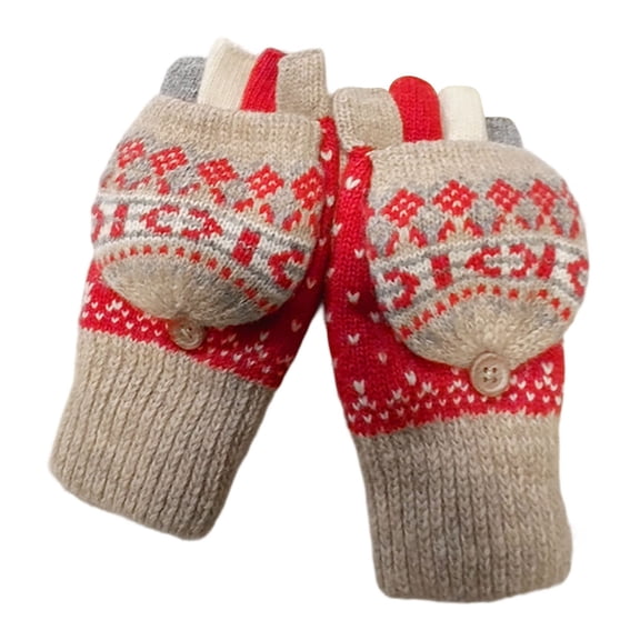 GPOECD Winter Gloves Japanese Style Convertible Touchscreen Warm Lined Fingerless Mittens Flip Cover Typing Outdoor