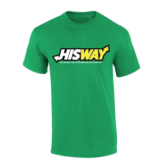 Mens Christian T-shirt Logo Parody Hisway I Am The Truth The Way and the Light Short Sleeve T-shirt-Antique Irish Green-5xl