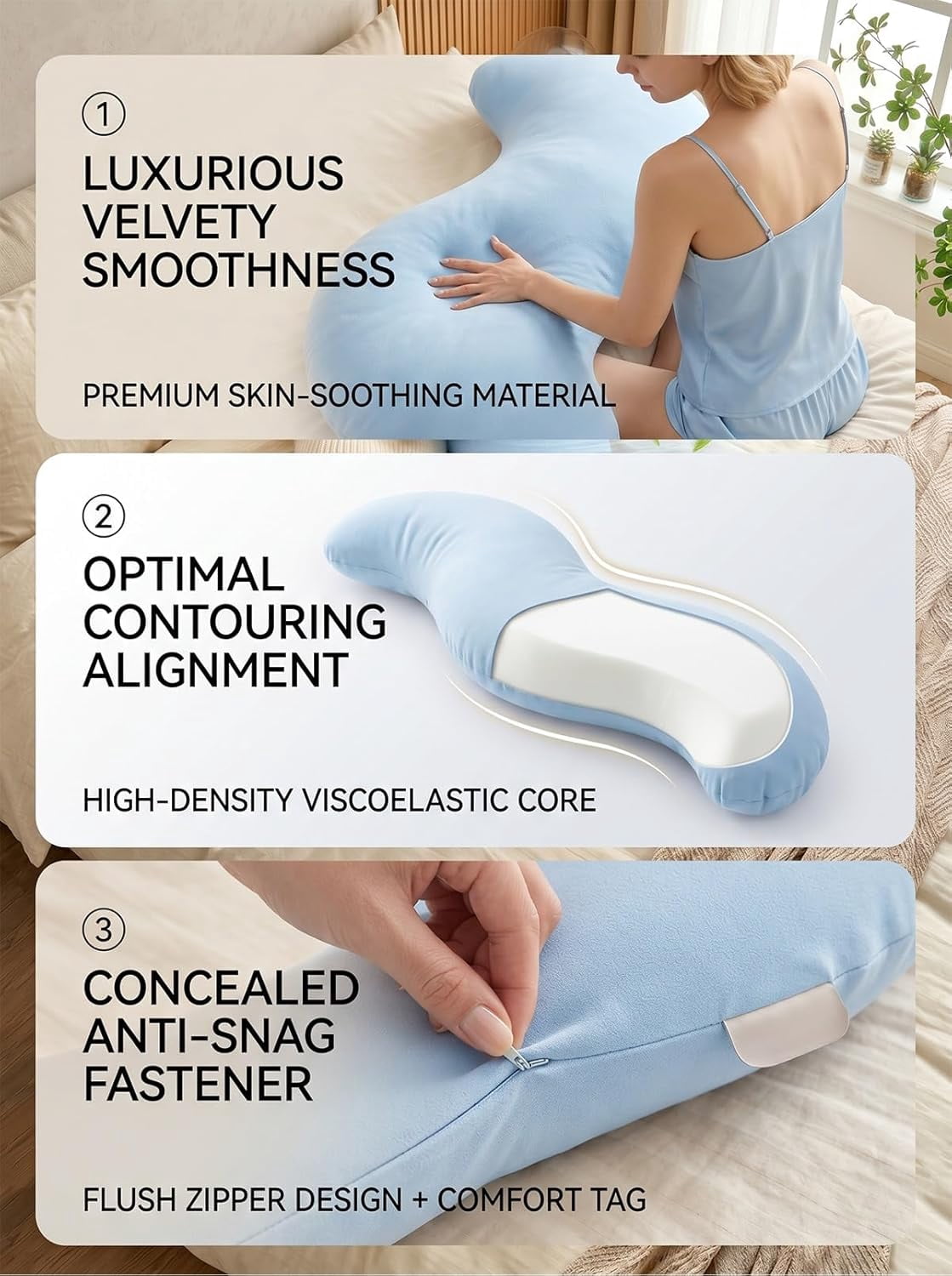 Pea Pod Body Pillow for Adults, Bolster Side Sleeper Hot, Ergonomic Cuddle Knee Pillow, Long Couch Hugging Cooling Full-Body, Comfort Huge Companion, Lumbar Support Sleeping, Memory Foam(Pink)