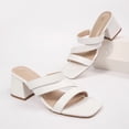 thumbnail image 5 of Pennysue Women Square Toe Sandals Strappy Slip On Chunky Heels with Cushioned Insole for Summer Party Office Daily Wear, 5 of 7