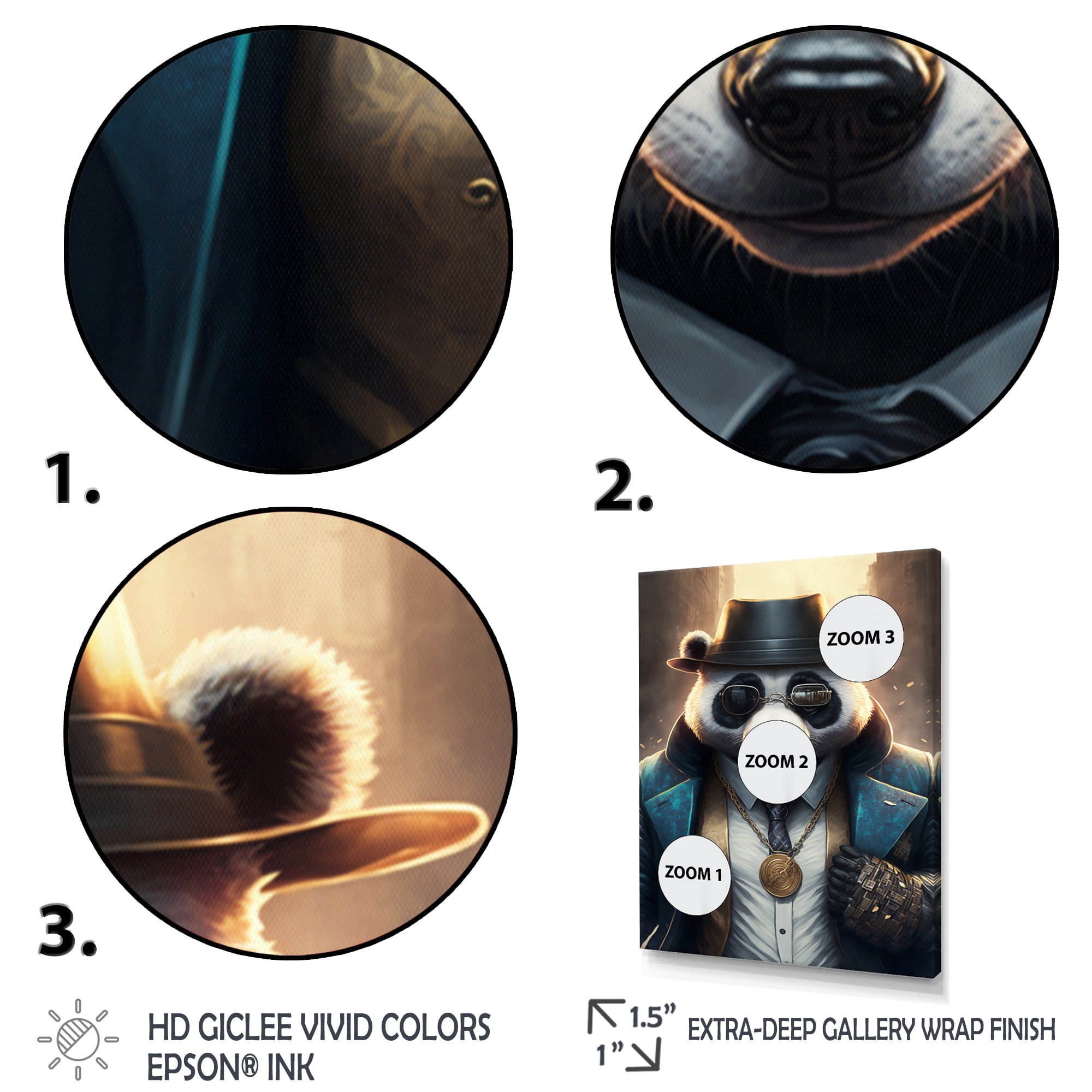 Designart Panda Gangster In NYC III Canvas Wall Art