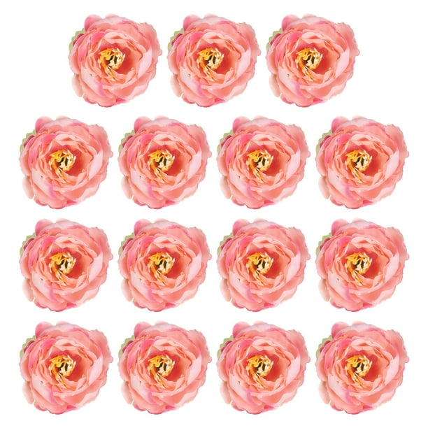 Uxcell Artificielle Fleur Tête Fausses Fleurs Têtes en Vrac Soie Pivoine Têtes Simulation Fleur Rose Rouge 15 Pcs