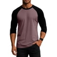 thumbnail image 6 of Men's 3/4 Sleeve Shirts Crew Neck Baseball T Shirts Moisture Wicking Athletic Tops Soft Cotton Blend Casual Sports T-Shirt for Daily Wear Pink XXXL, 6 of 6