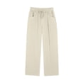 thumbnail image 4 of Dazajoo Linen Womens Pants Elastic Waist Palazzo Pants Summer Casual Wide Leg Drawstring Lounge Trousers with Pockets Gray,S, 4 of 6