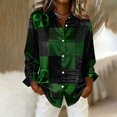 thumbnail image 4 of Tops de Manga Larga de las Mujeres Casual con Impresión Unisex Del Día de San Patricio, Blusa de Cuello Giratoria con Botones para el Uso Diario, 4 of 8