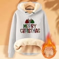 thumbnail image 2 of Honeeladyy Womens Fleece Lined Hooded Sweatshirt, Winter Solid Color Chirstmas Letter Printed Thick Pullover Christmas Gift, 2 of 3
