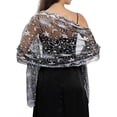 thumbnail image 5 of HNMKIU Wraps Women Sequins Moon Scarves Evening Dress Shawls Elegant Glitter Wrap Stole Accessory for Party Wedding Grey,One Size, 5 of 9
