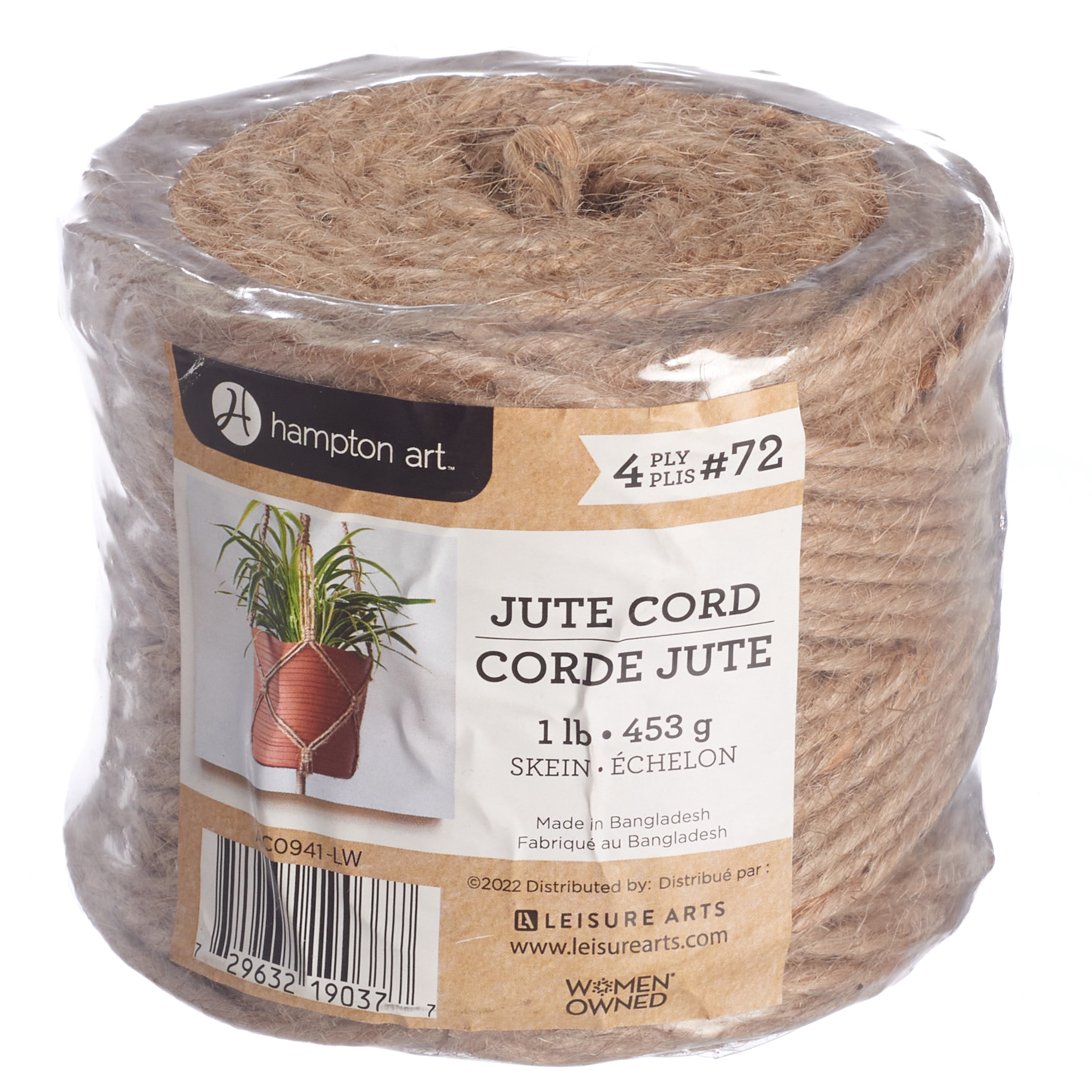 Leisure Arts 4-Ply Natural Floral Jute Rope Cord in Roll - 1LB Reusable