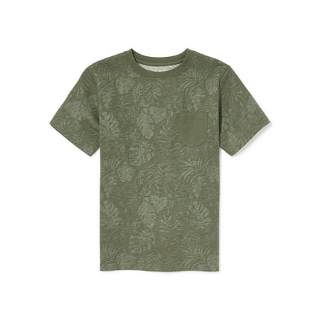 The Children's Place Short Sleeve Leaf Print Pocket T-Shirt (Big (Best Place To Get A Po Boy In New Orleans)