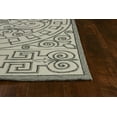 thumbnail image 4 of 3'x5' Ivory Grey Hand Hooked UV Treated Greek Key Medallion Indoor Outdoor Area Rug, 4 of 5