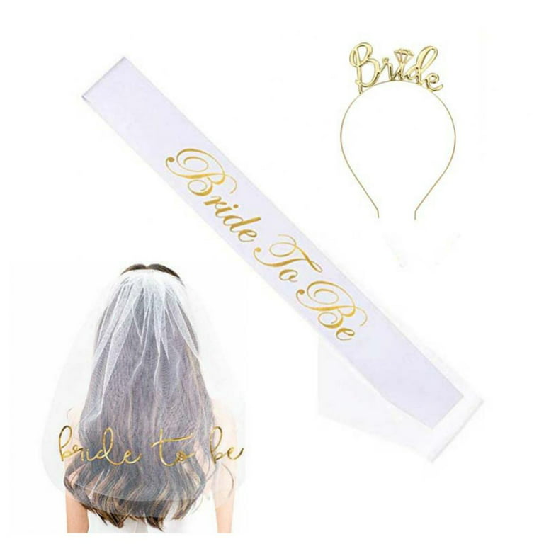 YULIPS Bride to Be Sash & Headband Tiara Set - Accessories for Bachelorette Party Bridal Shower Hen Party