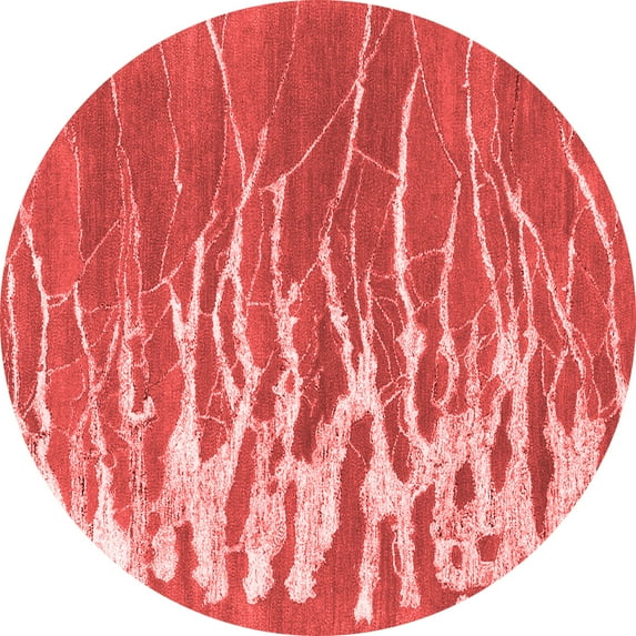 Ahgly Company Indoor Round Abstract Red Contemporary Area Rugs, 7' Round