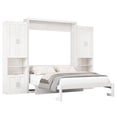 thumbnail image 5 of Queen Size Murphy Bed, 68-inch Wooden Folding Wall Bed Multipurpose Cabinet Bed with Desk Combo and 2 Side Cabinet Storage Shelf for Small Spaces Office Guest Room Use, White, 5 of 9