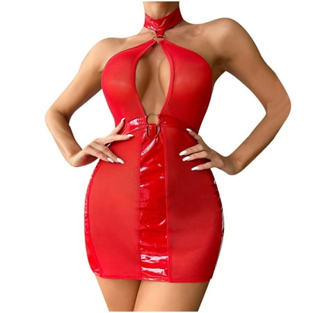 

Rdeuod Valentines Lingerie for Women Erotic Underwear Female Leather Mesh Gauze Free Open File Jumpsuit Tight Sexy Sm Temptation Passion Suit
