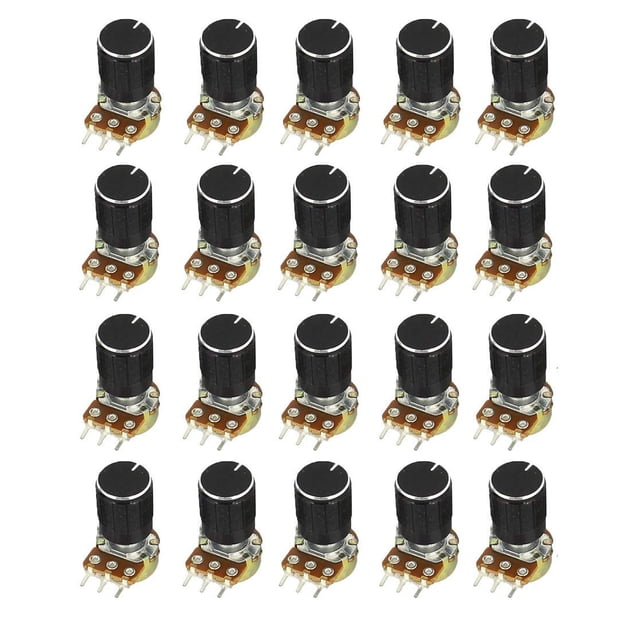 YXQ 20 Pcs Potentiomètres 5K ohm avec Bouton de Pot Couvercle 3 Bornes Joint Unique Réglable Linéairement