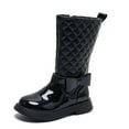 thumbnail image 4 of Ovbmpzd Low Heel Girls Riding Boots Little Kids Fashion Black Mid Calf Leather Side Zipper Boots Boots for Girls Size 10, 4 of 6
