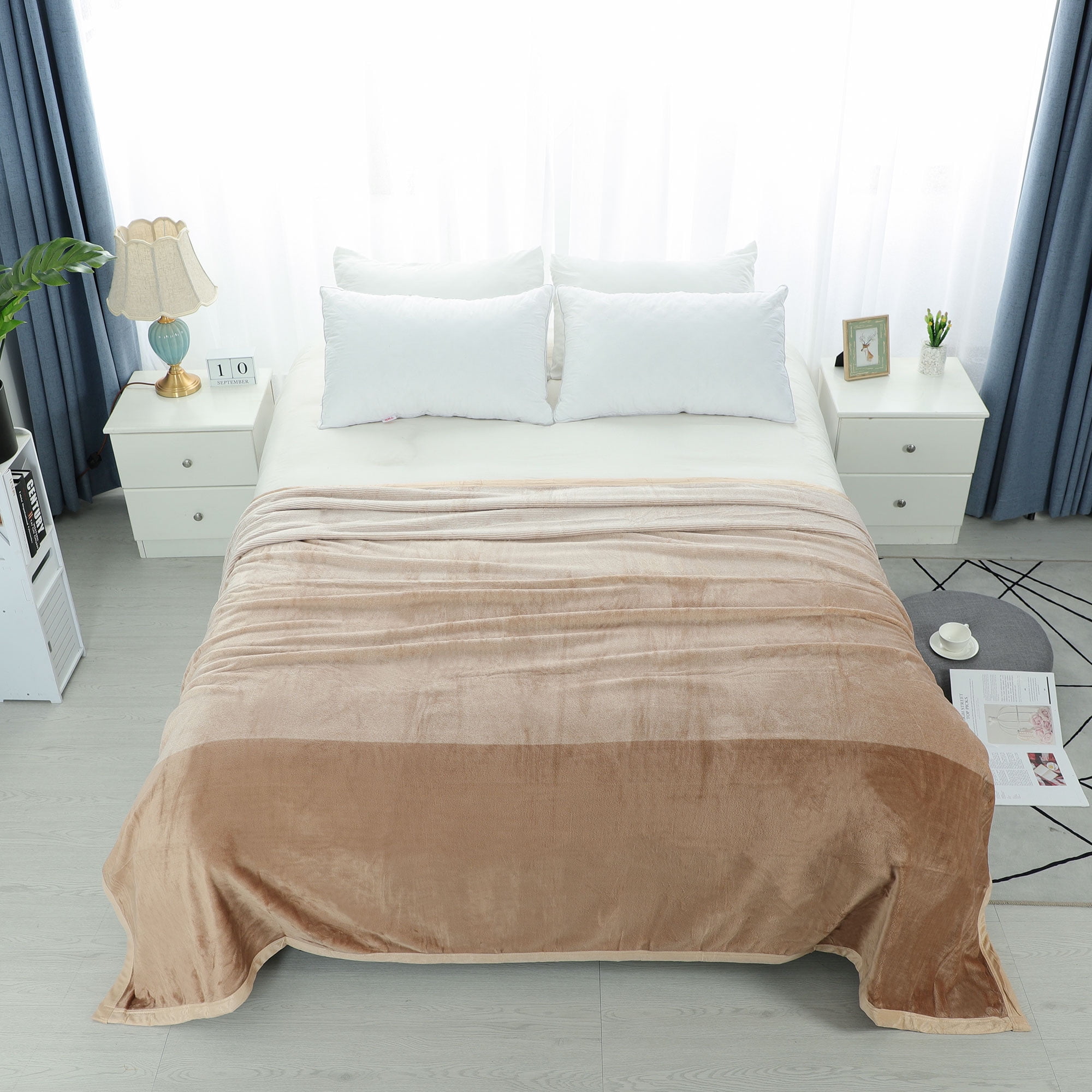 Super Soft Flannel Fleece Bed Blankets Lightweight Plush Gradient Ombre