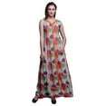 thumbnail image 1 of Bimba Floral Women V Neck Sleeveless Front Slit Casual Maxi Printed BohoÂ&nbsp;Dress-Small, 1 of 5