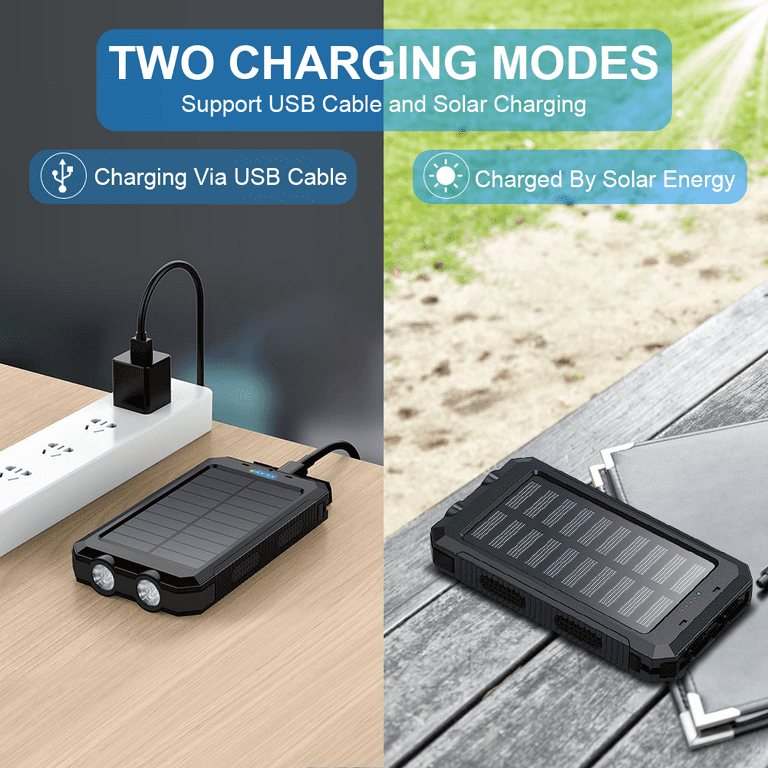UUGEE 20000mAh Portable Power Bank Solar Charger for Cell Phone