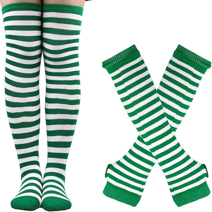 Womens Thigh High Socks Cotton Striped Over The Knee Socks Long Knee High Socks For Women Girls