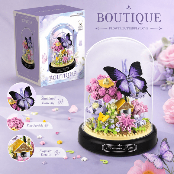 Flower Bouquet Building Sets,548 PCS Mini Bricks Building Blocks Toy for Adults, Valentine's Day for Her (Butterfly Flower)