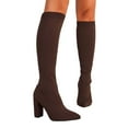 thumbnail image 4 of Chenyee Knee High Boots for Women Heel Pointed Toe Breathable Stretch Knit Sock Booties, 4 of 9