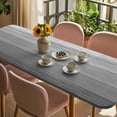 thumbnail image 3 of Grey Ombre Wooden Table Cloths for 8 Foot Rectangle Tables, Farmhouse Retro Gray Wood Gradient Patio Waterproof Elastic Fitted Tablecloths, Washable Rectangular Table Cover for Camping, 3 of 8