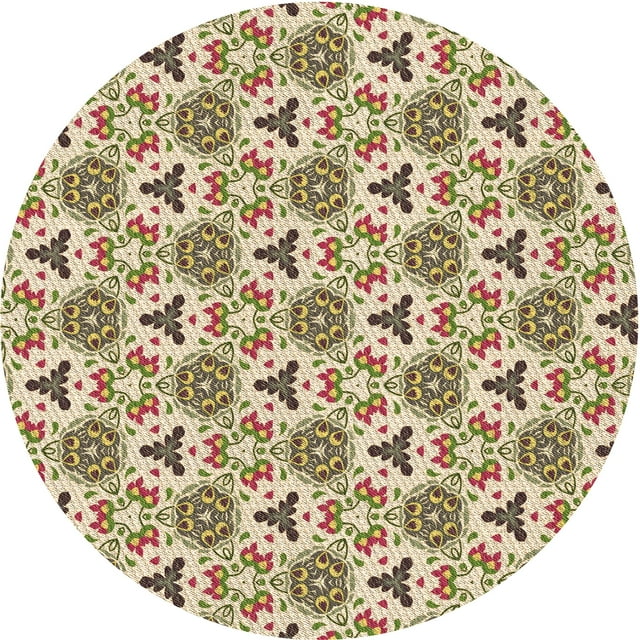 Ahgly Company Tapis d'Intérieur Lavables en Machine, Ronds, Transitionnels, Kakis, Ronds de 8'