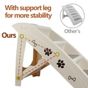 SuperDeal 24L 15.5W Lightweight Folding 4-Step Pet Stairs for Bed Sofa W/Washable Carpet PP Beige