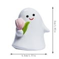 thumbnail image 3 of Yardvibe Halloween Ghost Figurines, Cute Ceramics Ghost Statue Handheld Pink Tulip for Halloween Decorations, Porch and Indoor Home Office Desk Decor (B), 3 of 6