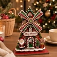 thumbnail image 6 of Christmas Wooden Windmill House,2D Gingerbread Style Christmas Tabletop Ornament for Mantel Shelf,Holiday Home Decor for Office Party Gift,5.9 Inch, 6 of 8