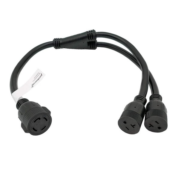 Parkworld 60738 Generator Splitter 30 AMP Y Adapter 4-Prong Locking L14-30R Female to (2) 5-20R Female (T-Blade Also for Household Regular 15 AMP 5-15 Receptacle)