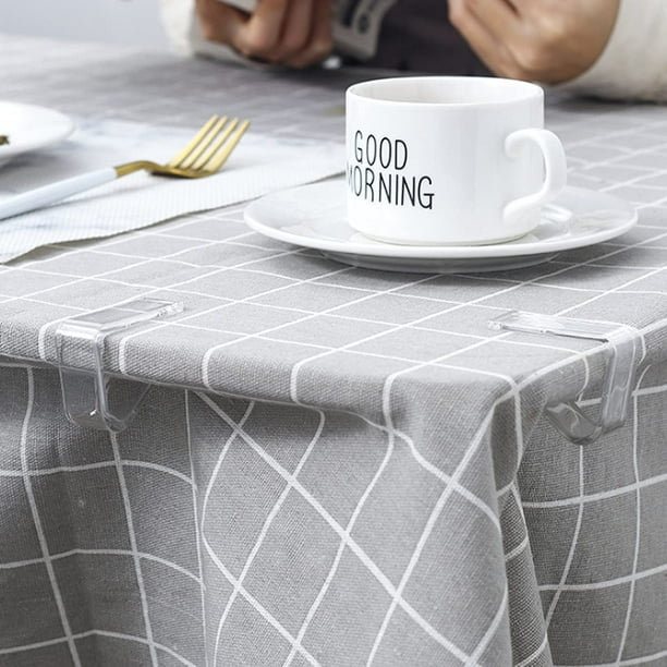 Lot de 20 pinces à nappe en plastique - Transparent - Pour tables jusqu'à  45 mm d