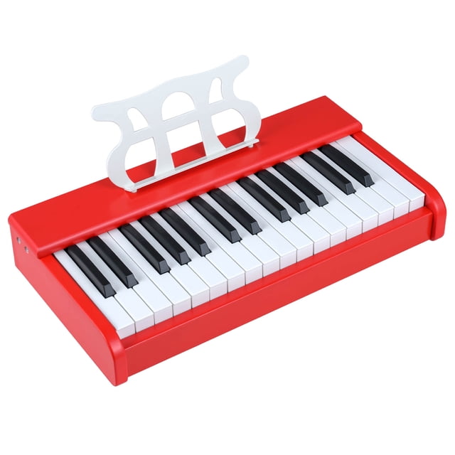 Costway 30 Keys Kids Piano Keyboard with Removable Music Stand, One-key Start Function Red
