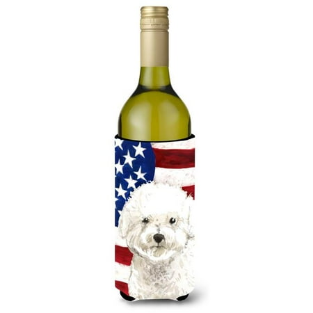 

Patriotic USA Bichon Frise Wine Bottle Beverge Insulator Hugger