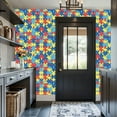 thumbnail image 6 of Peel and Stick Wallpaper Contact Paper Autism puzzles outline colorful yellow blue red pieces World Self Adhesive and Removable 17.7in x 118in, 6 of 8