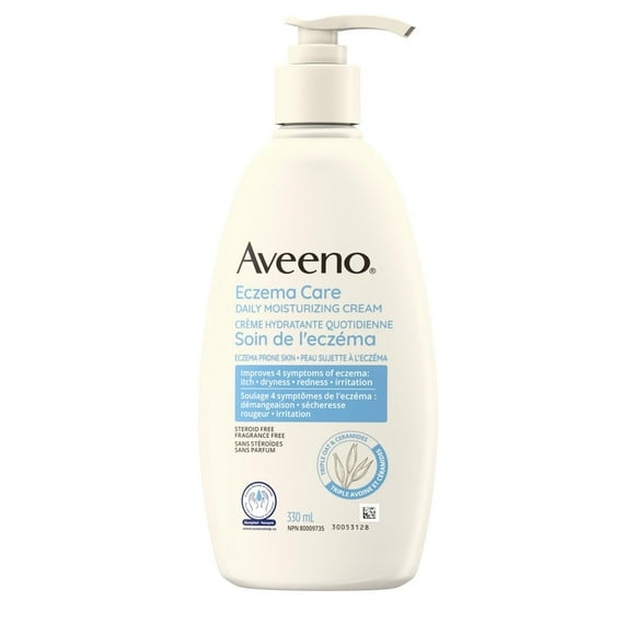 Crème hydratante quotidienne Aveeno Soin de l'eczéma, hydratant pour peau sèche, soulagement de la démangeaison cutanée, peau sujette à l'eczéma, sans parfum 330 ml