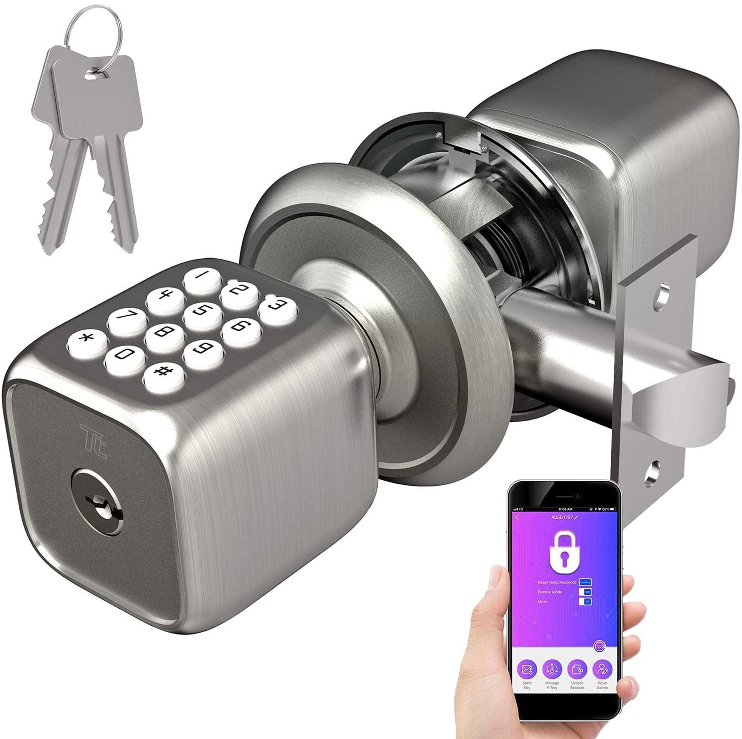 TURBOLOCK TL111 PRO Smart Door Lock Keypad Knob Keyless Entry with APP