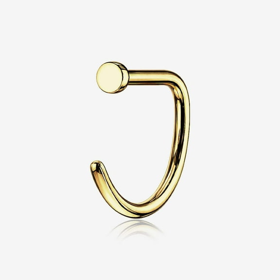 Implant Grade Titanium Golden D-Shaped Flat Circle Top Nose Hoop
