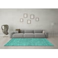 thumbnail image 3 of Ahgly Company Machine Washable Indoor Round Solid Turquoise Blue Modern Area Rugs, 5' Round, 3 of 4