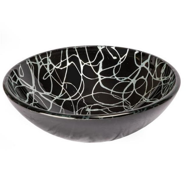 Eden Bath EB-GS65 Black & Silver Streamers Round Glass Vessel Sink